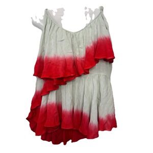 Charlie O. by Kinnucan's Women Red & Teal‎ Sleeveless Typ Dye Adjustable Top SM